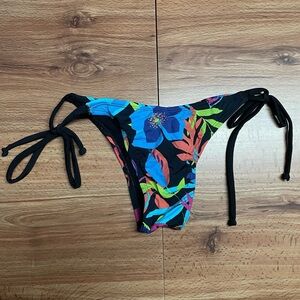 Black Floral Brazilian Bikini Bottom